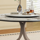 Modern Round Dining Table With 360° Rotating Lazy Susan Scratch & Chairs
