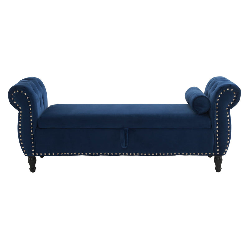Luxurious Velvet Multifunctional Storage Ottoman Bench With Pillow