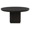 Leandro - 7 Piece Round Dining Table Set - Cream / Burnished Black