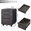 3 Drawer Mobile File Cabinet Under Desk Office, Simple Style Versatile Storage Cabinet For Legal / Letter / A4 Files, 5 Wheel Design Anti-Tilting Cold Rolled Steel Waterproof Moisture-Proof