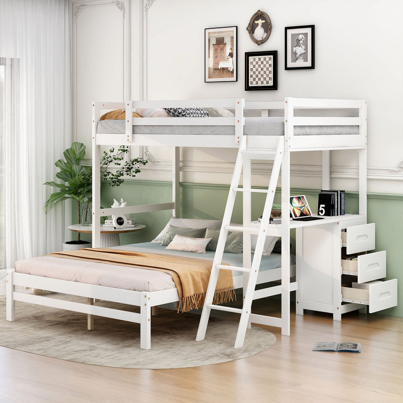 Bunk Bed With Built In Desk And 3 Drawers