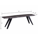 Modern Acacia Wood Dining Bench, Live Edge Design Accent Bench With Iron Legs - Black / Gray