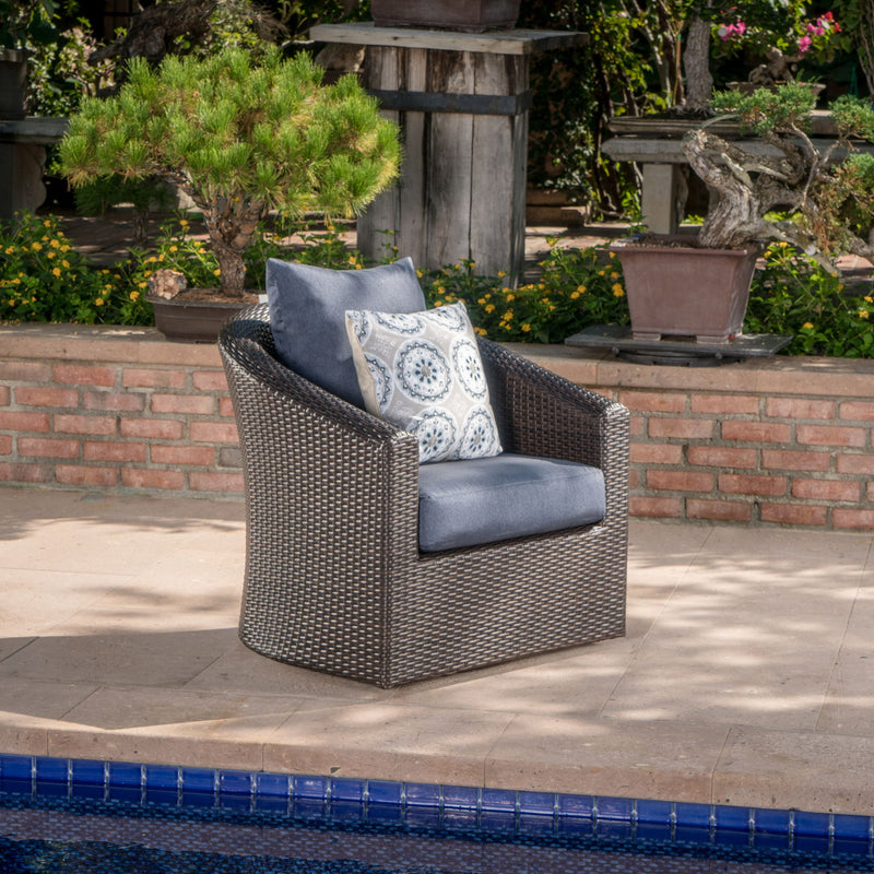 Nimbus - Outdoor Swivel Club Chair With Rattan Wicker Cover