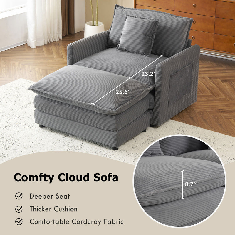 Modern Modular Sofa With Side Storage Pockets For Living Room