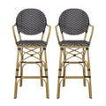 Outdoor Wicker And Aluminum French Barstools (Set of 2)