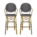 Outdoor Wicker And Aluminum French Barstools (Set of 2)