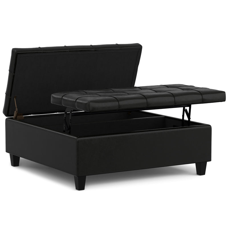 Harrison - Large Square Coffee Table Storage Ottoman - Black