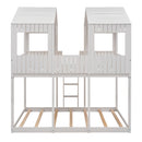 Bunk Bed With Roof, Window, Guardrail, Ladder