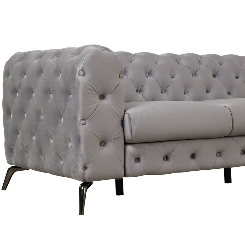 Velvet Upholstered Sofa With Sturdy Metal Legs, Modern Sofa Couch With Button Tufted Back, 3 Seater Sofa Couch For Living Room, Apartment, Home Office