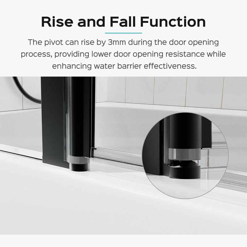Frameless Folding Shower Doors For Bathtub With Pivot Tub Glass Door, 1 / 4" Tempered Glass