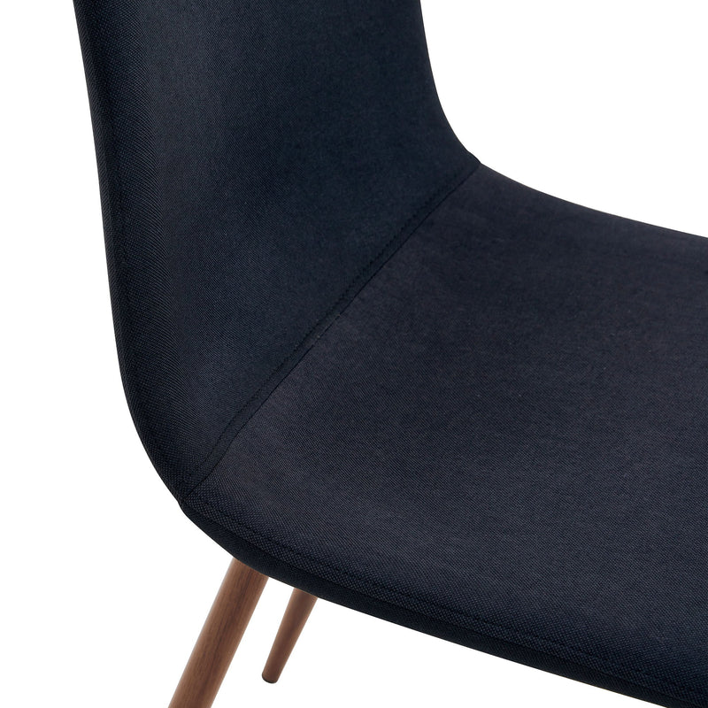 Luxury Simple Chair (Set of 4) Linen Cotton High Resilience Dining Chair With Metal Color Leg - Black / Walnut