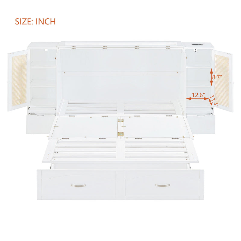 Murphy Wall Bed With Drawer And Rattan Decoration