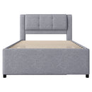Upholstery Platform Bed With Trundle,Trundle Can Be Flat Or Erected