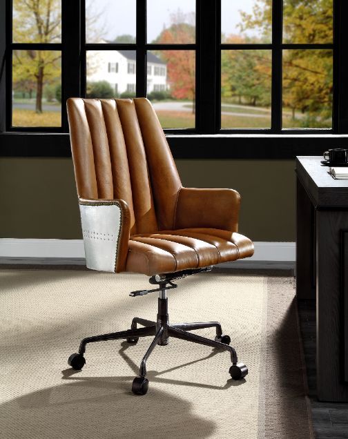 Salvol - Office Chair - Sahara Leather & Aluminum - Atlantic Fine Furniture Inc