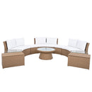 10 Piece Outdoor Sectional Half Round Patio Rattan Sofa Set