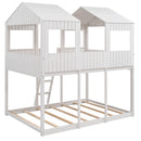Bunk Bed With Roof, Window, Guardrail, Ladder