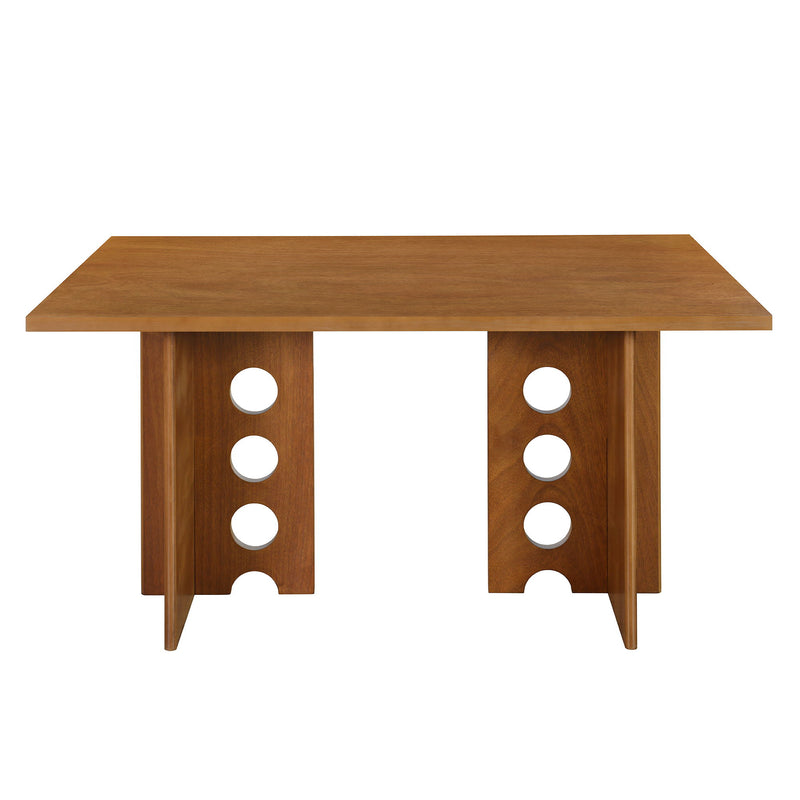 Modern Double Pedestal 6 Piece Dining Table Set, 4 Upholstered Rattan Back Dining Chairs And Bench