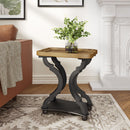 Charming French Country End Table With Hourglass Design - Natural / Black
