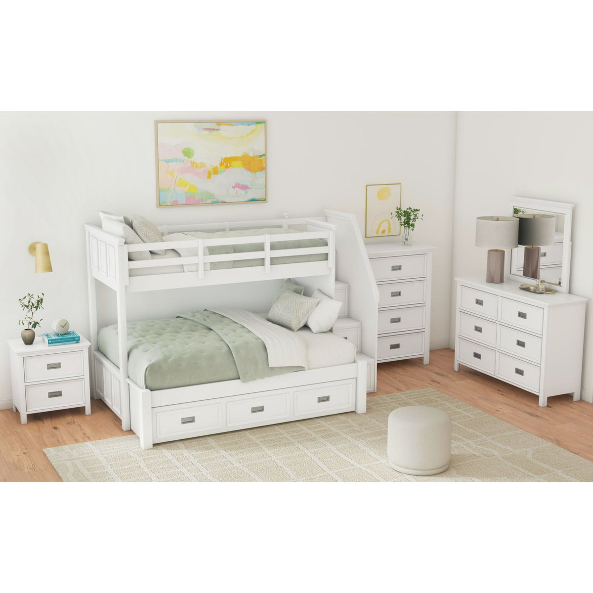 Hampton Kids Bunk With Staircase And Trundle in Black by Elements International, view 6
