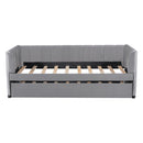 Twin Size Upholstered Daybed with Ergonomic Design Backrest and Trundle, Gray
