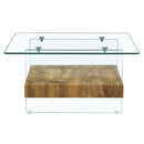 Modern 2 Tier Square Coffee Table, Elegant Marble Pattern