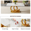 Modern Minimalist Rectangular Dining Table For 6 - 8 People With Brackets And Aureate Base - Gold