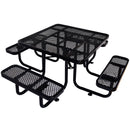 Square Outdoor Steel Picnic Table, With Umbrella Pole