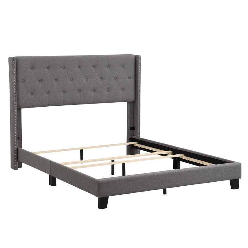 Upholstered Platform Bed With Classic Headboard, No Box Spring Needed