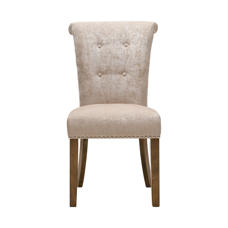 Roll Back Button Tufted Armless Dining Chairs (Set of 2) - Cream