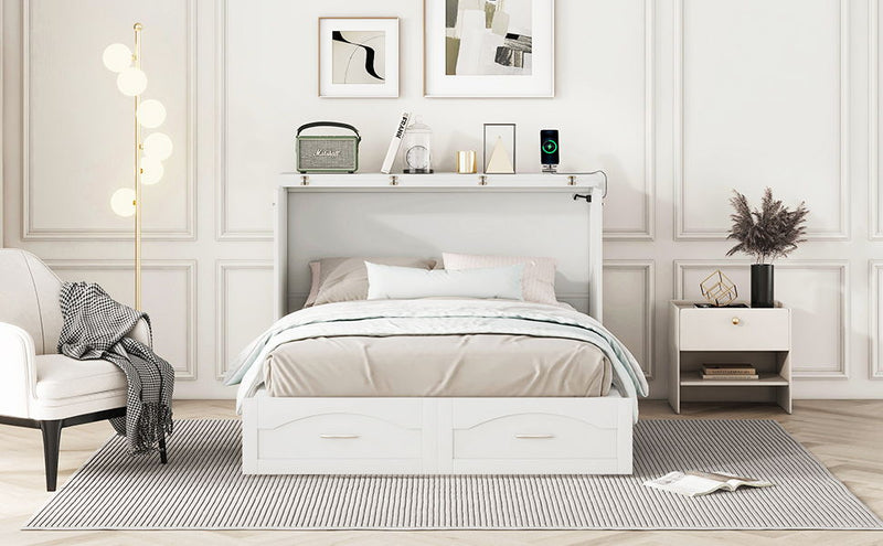 Murphy Wall Bed With Drawer And A Set Of Sockets & USB Ports, Pulley Structure Design
