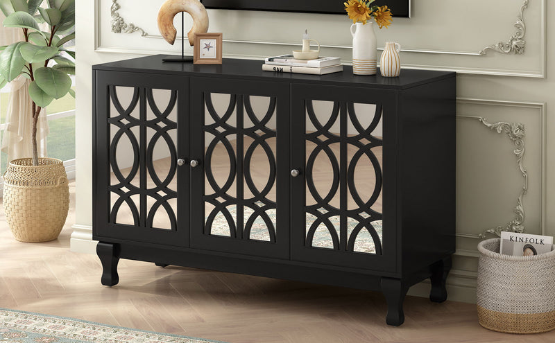 Modern Mirrored TV Stand, 3 Adjustable Shelves For Living Room