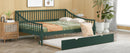 Full Size Daybed with Trundle and Support Legs, Green