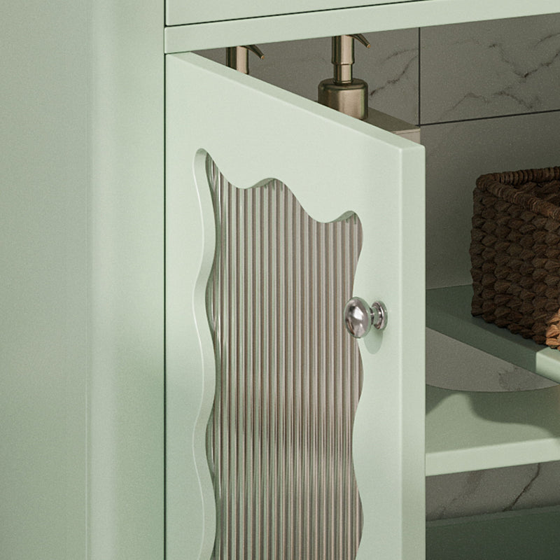 Modern Bathroom Vanity With Tempered Glass Doors