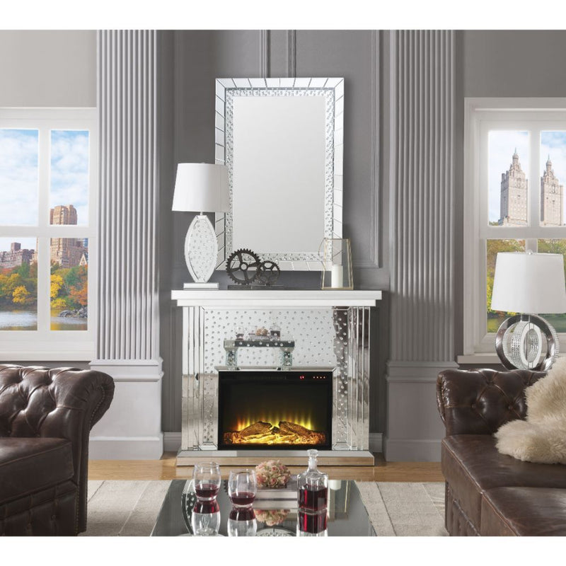 Nysa - Fireplace - Mirrored & Faux Crystals - 40" - Atlantic Fine Furniture Inc