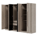 6 Doors Wardrobe Storage For Bedroom, With 2 Drawers Inside - Black / Nature