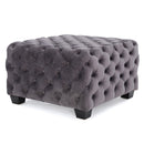 Modern Glam Ottoman With Velvet Upholstery And Button Tufted Design