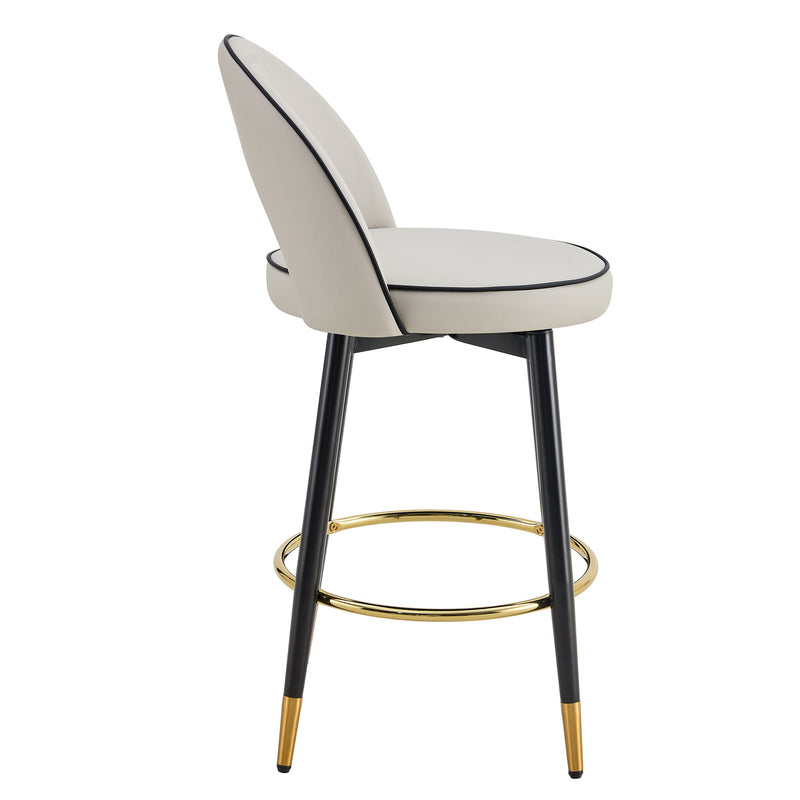 Modern Upholstered 360° Rotatable Bar Chair With Metal Legs For Dining Room (Set of 2)
