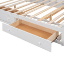 Queen Size Wooden Bed With All-in-One Cabinet, Shelf and Sockets, White