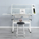 Adjustable Tempered Glass Drafting Printing Table With Chair