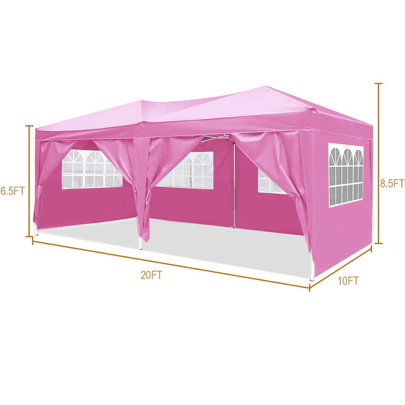 10'X20' Folding Canopy With 6 Removable Sidewalls Outdoor Event Shelter UPF 50+ Gazebo Portable Tents For Parties Beach Camping Wedding Ez Pop Up Canopy