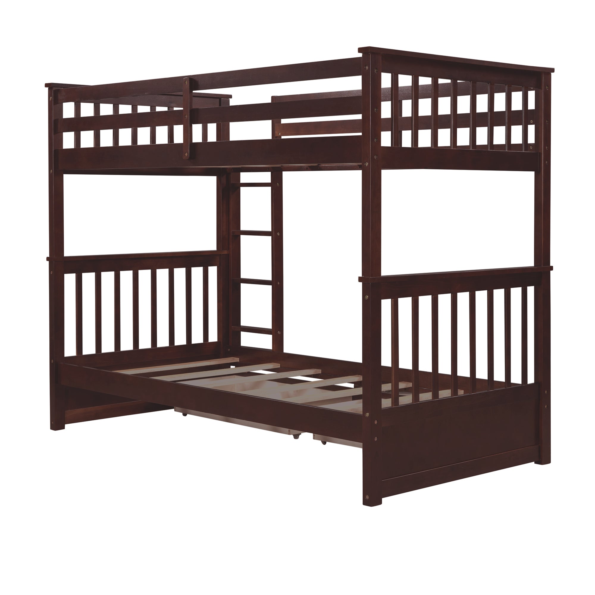 Twin-Over-Twin Bunk Bed with Ladders and Two Storage Drawers (Espresso)(OLD SKU:LT000265AAP) - Atlantic Fine Furniture Melbourne FL