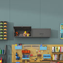 Heavy Duty, Metal Wall Mounted Tool Storage Cabinet Steel Metal Garage Storage Cabinet - Black / Gray