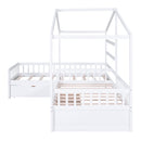 Twin Size House Platform Bed with Three Storage Drawers,White