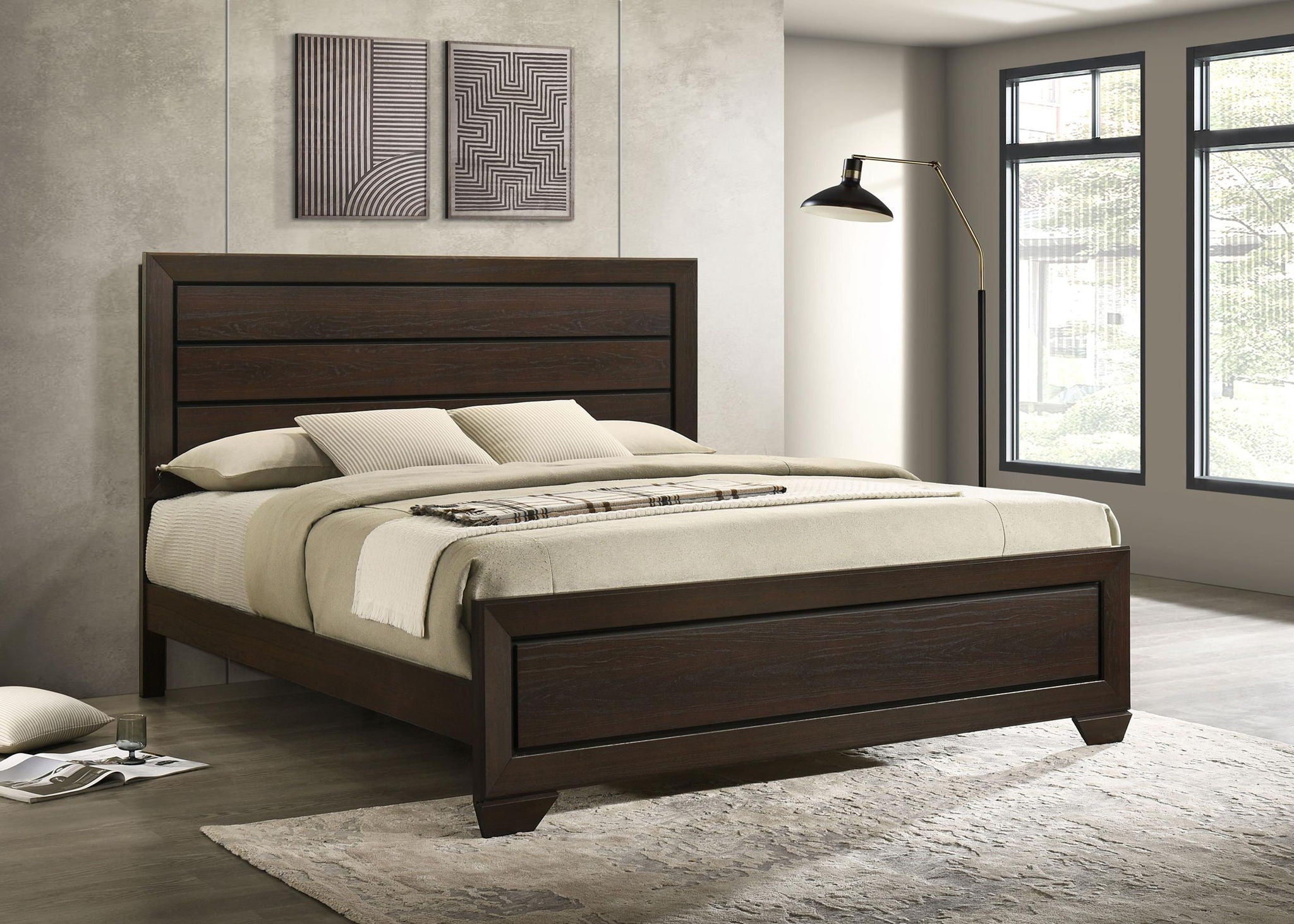 Kauffman Wood Eastern King Panel Bed Dark Cocoa