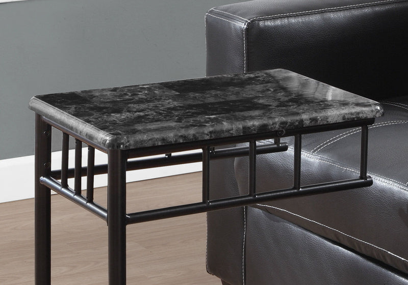 C-Shaped Accent Table Marble Look For Living Room