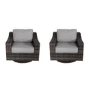 Contemporary Outdoor Swivel Patio Chair With Cushions (Set of 2) - Brown