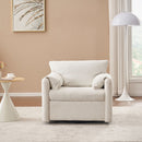 Swivel Modern Swivel Accent Chair Single Seater 360° Rotating For Living Room, Bedroom - Ivory White