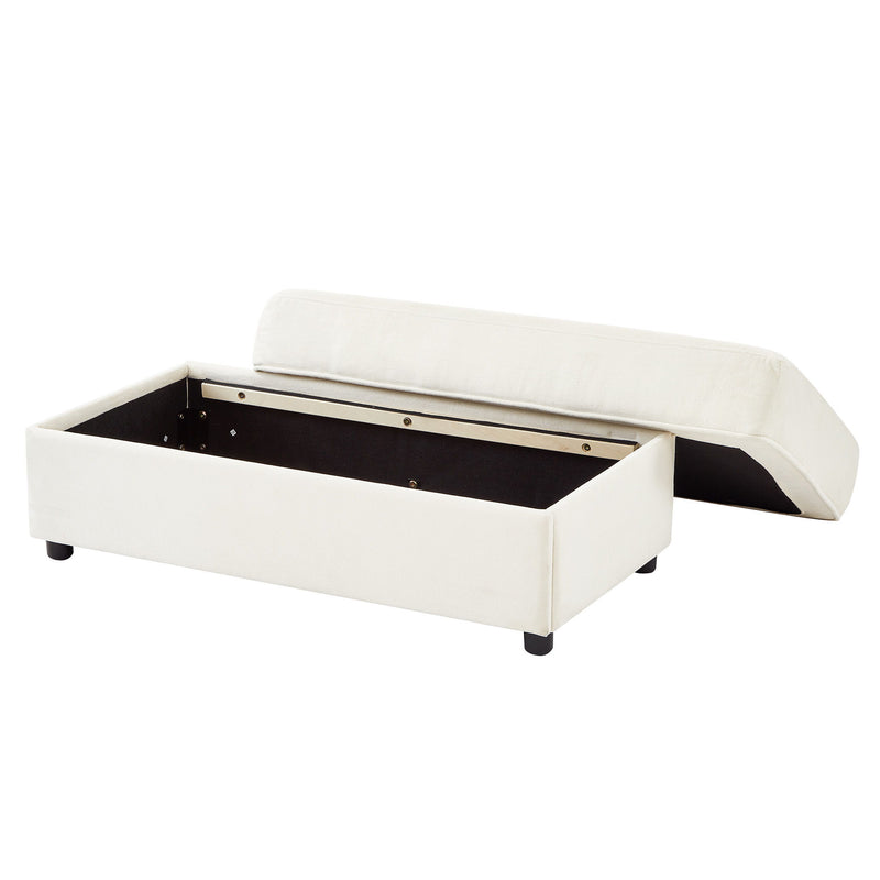 Modern Style Armchair Chaise Lounge Sofa Couch With Movable Storage Ottoman, USB Ports, Cup Holders, Phone Holder, Side Pockets
