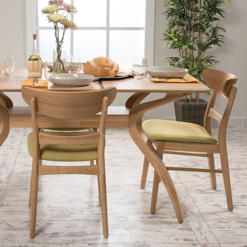 Mid Century Modern Dining Chair With Upholstered Seat And Wood Frame