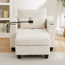 Convertible Chaise Lounge Sofa Chair With USB Ports, Cup Holders, Phone Holder And Storage